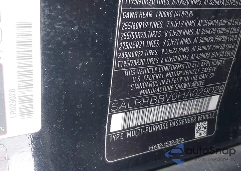 2017 Land Rover Discovery Hse from USA, damaged, VIN SALRRBBV0HA029028